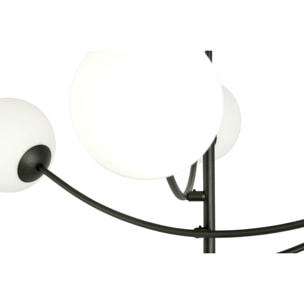 Lampada a sospensione Hunter con struttura in metallo nero e sfere in vetro