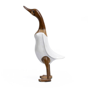Statue H. 40 cm canard maillot blanc en bois de teck - DUCK
