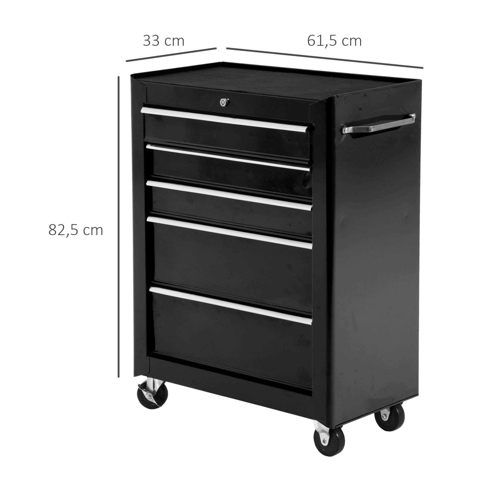 Carro Caja de Herramientas Taller Movil 5 Cajones 4 Ruedas Cerradura Color Negro