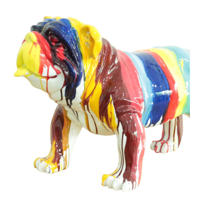 Statuette chien bulldog en résine peintures multicolores H38cm - BULL 02