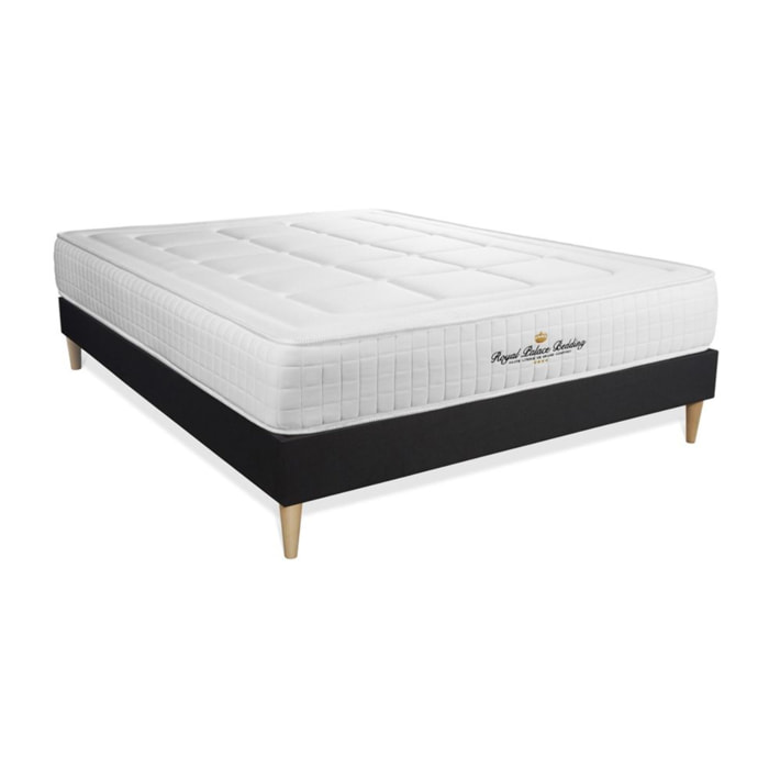 Ensemble - Matelas Mémoire de forme 24cm d'épaisseur - 3 zones de confort - Confort ferme - Sommier tapissier en kit - 2 places