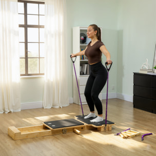 Pilates Reformer, Tabla de Pilates con Bandas de Resistencia, Asas, Rueda Abdominal, Máquina Abdominal Multifuncional para Casa Gimnasio, Entrenamiento de Cuerpo Completo para Mujeres