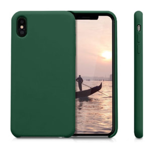 Coque iPhone X/XS Silicone liquide Vert Foret + 2 Vitres en Verre trempé Protection écran Antichocs