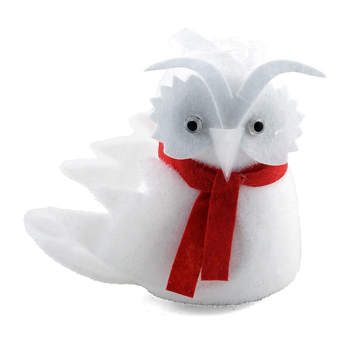 DAM  Gufo peluche bianco sughero medio 14x10x14cm. Colore bianco