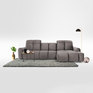 Canapé d'Angle Droit Velours Anacapri, 3 Places, Repose-têtes Ajustables, Style Contemporain
