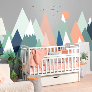 Stickers muraux enfants - Décoration chambre bébé - Autocollant Sticker mural géant enfant montagnes scandinaves NOLWKA