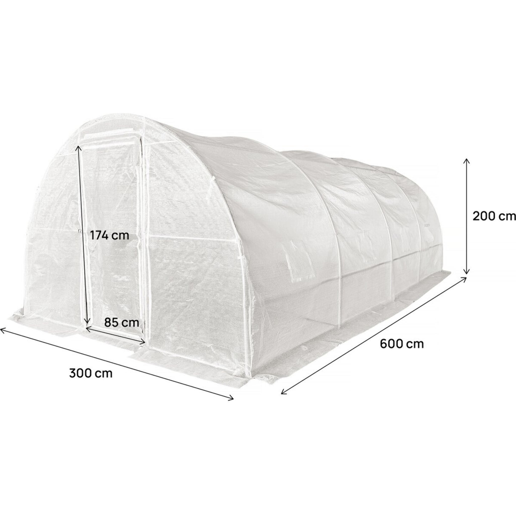 Serre tunelle de jardin avec porte 6 x 3 m "Mimosa" - 18 m² - 180g - Blanc