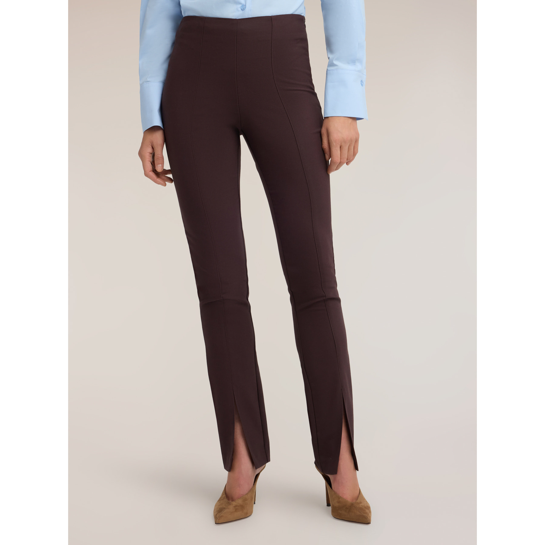 Motivi - Pantaloni slim in cady con spacco - Marrone