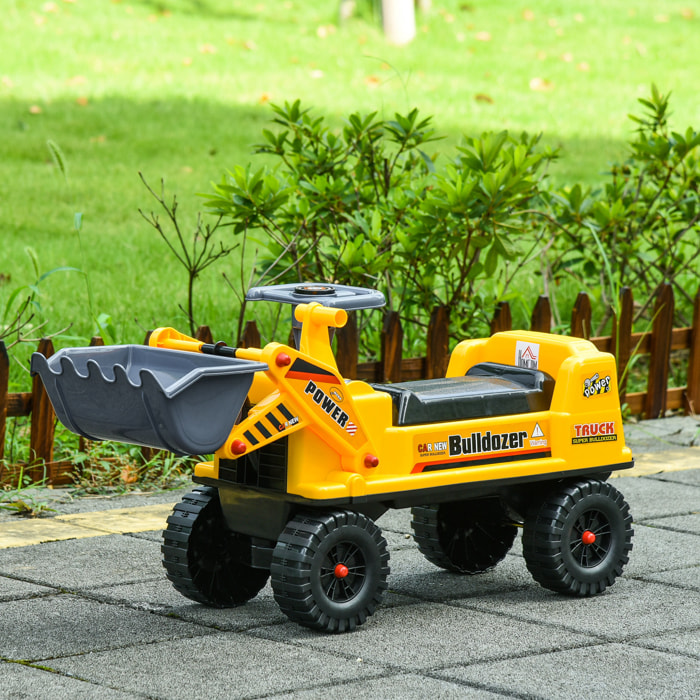 Tractor Infantil sin Pedales con Pala Excavadora y Bocina 70x26x37cm Amarillo