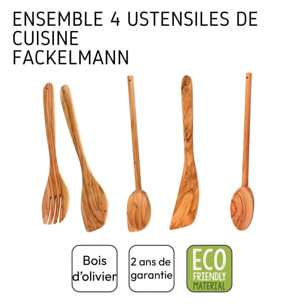 Ensemble de couverts à salade, cuillères et spatule Fackelmann Édition Bois d'olivier