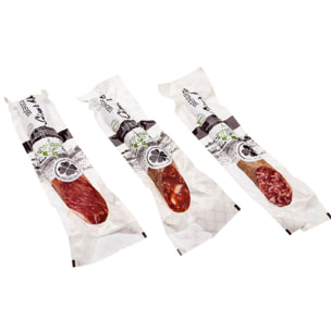 Coffret Ibérico Bellota : Lomo Ibérico Bellota 75 % Race Ibérique (600g) + Chorizo Ibérique Bellota (400g) + Salchichón Ibérique Bellota 100 % Naturel (400g) + Boîte Coffret Cadeau C. Nieto ? 1,4kg ? Espagne ? César Nieto