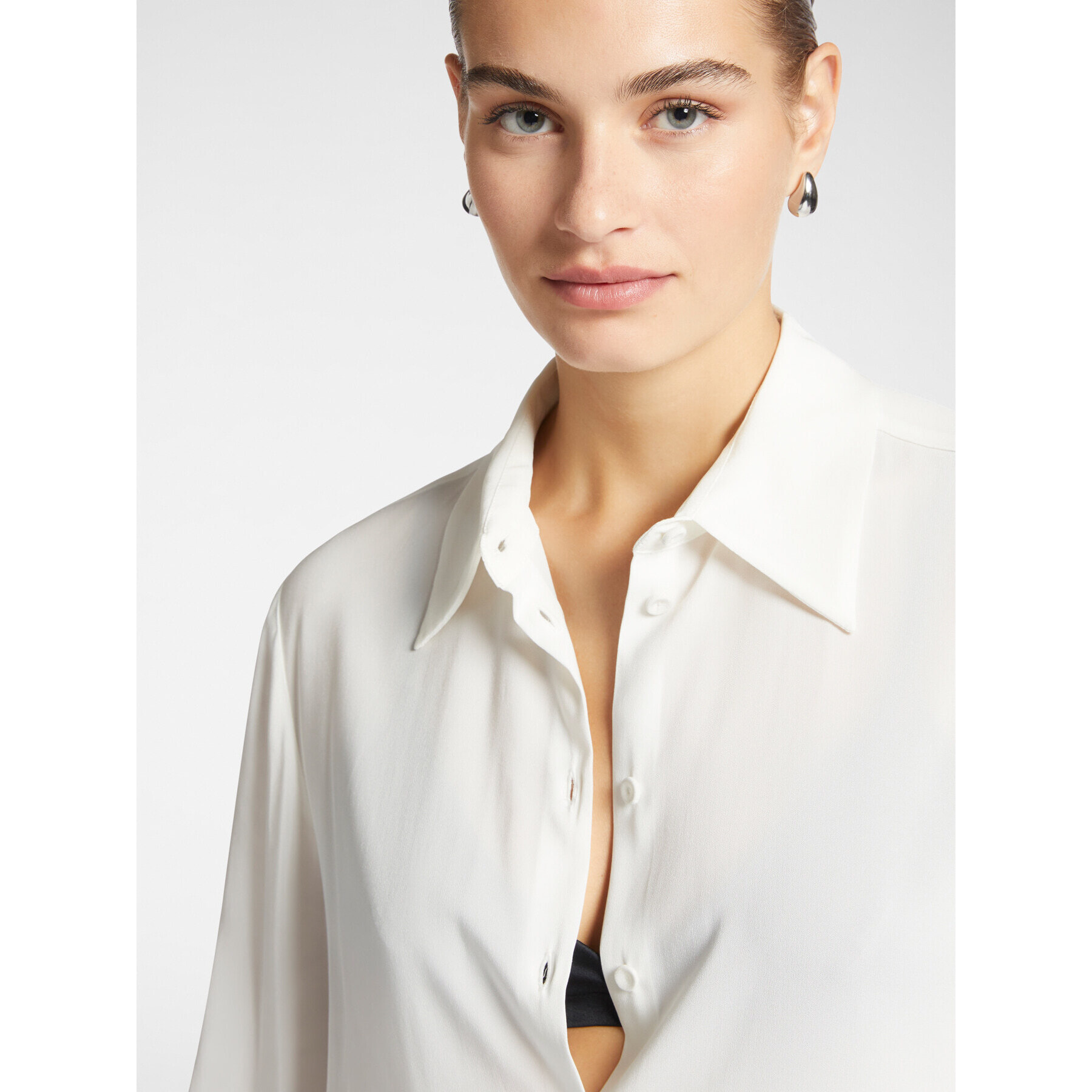 Elena Mirò - Camicia maschile in georgette - Bianco
