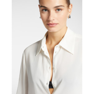 Elena Mirò - Camicia maschile in georgette - Bianco