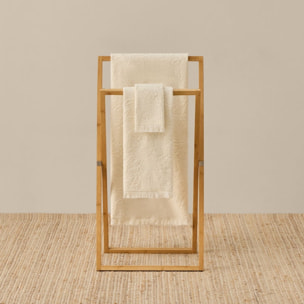 Toalla de baño de rizo jacquard floral Floju color marfil crudo 100% Algodón