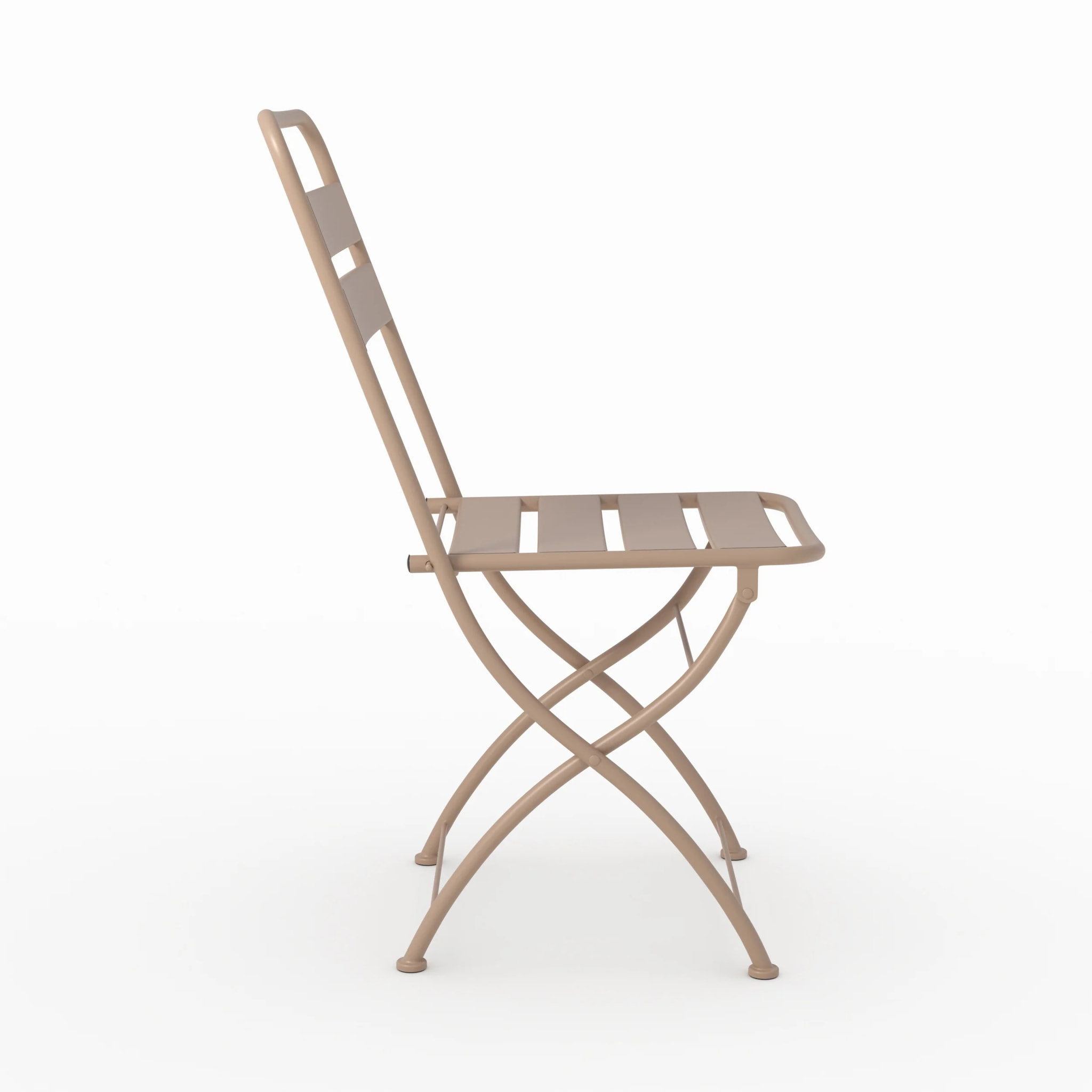 Lot de 2 chaises de jardin en métal taupe, pliantes - Yumi