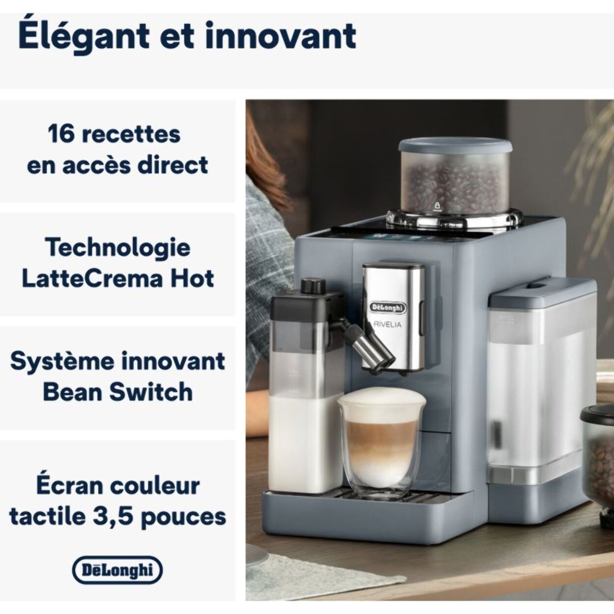 Expresso Broyeur DELONGHI FEB4455.G Rivelia Latte Gris