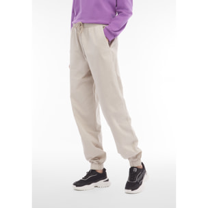 Pantaloni joggers donna in tessuto popeline tinto in capo