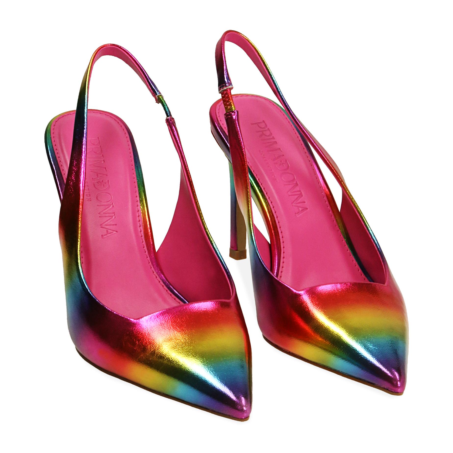 Slingback multicolor laminate, tacco 10 cm