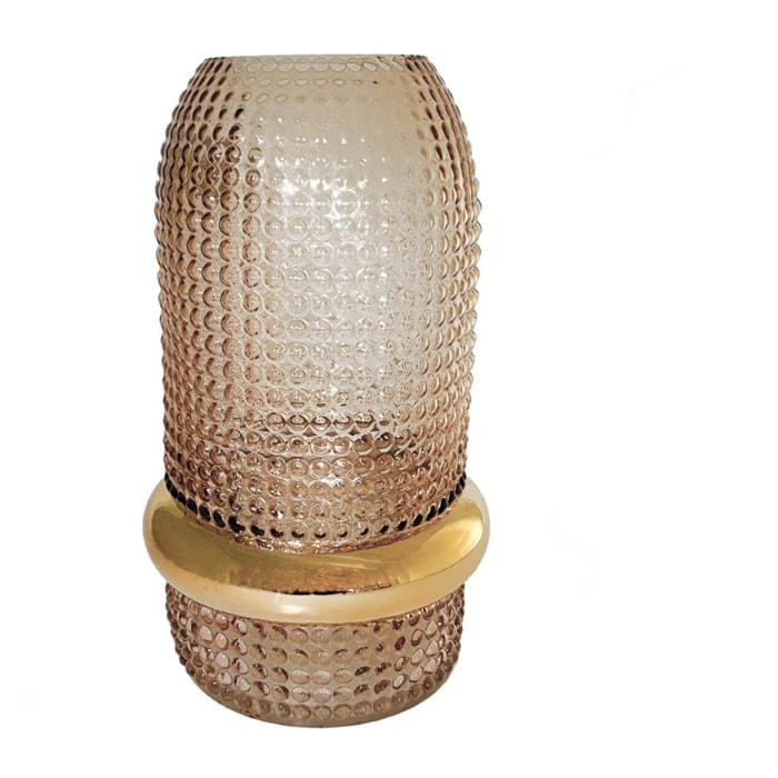 Vase ambre bord doré 15x25cm