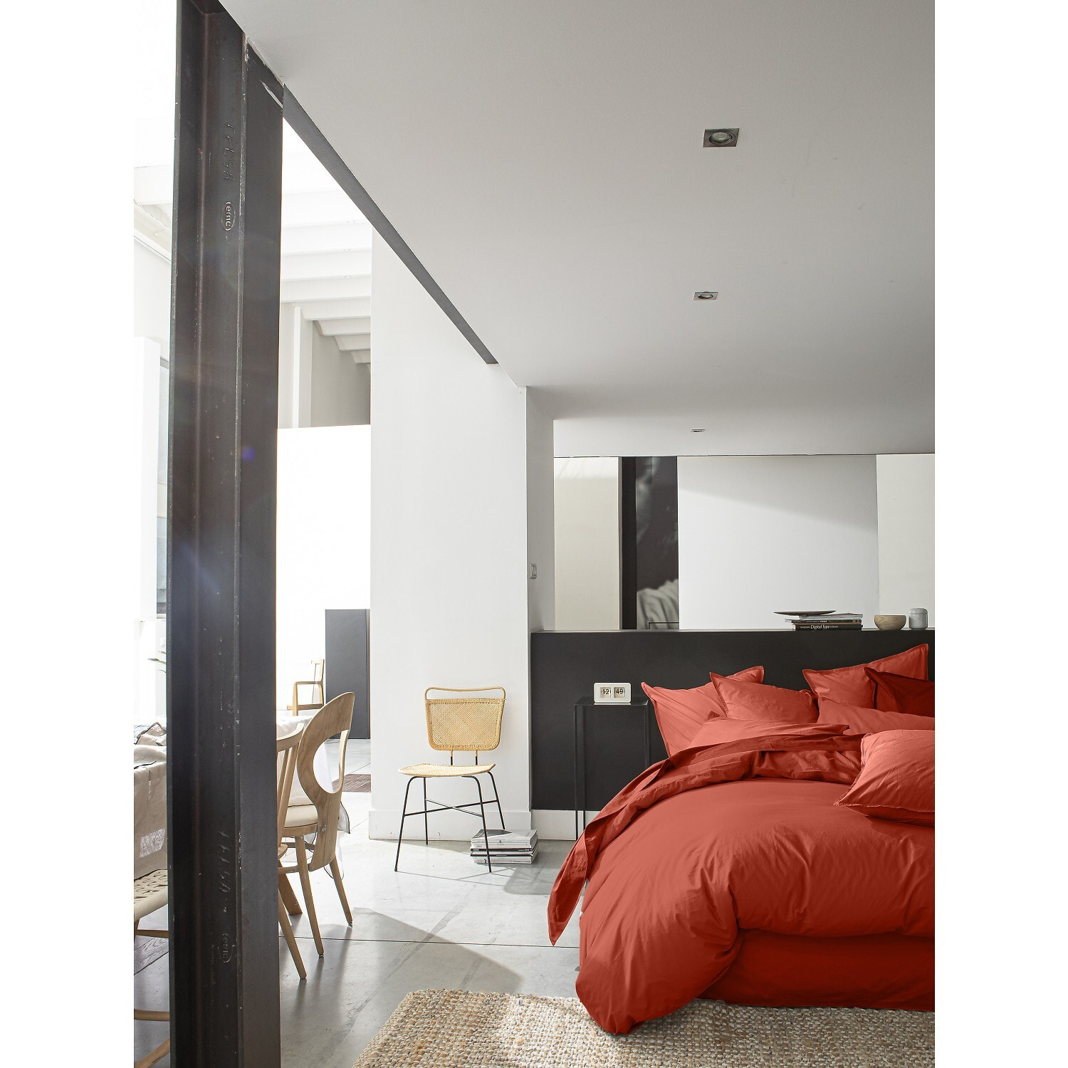 Housse de couette percale de coton terre de sienne
