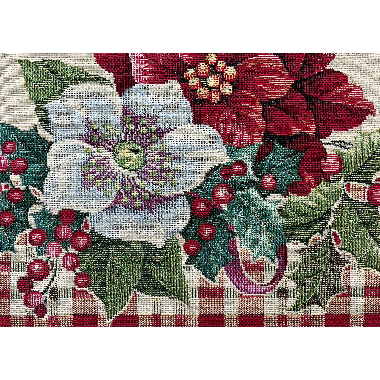 Copritavola Natalizio Tessuto Gobelin Disegno Stella Natale Tartan 100x100