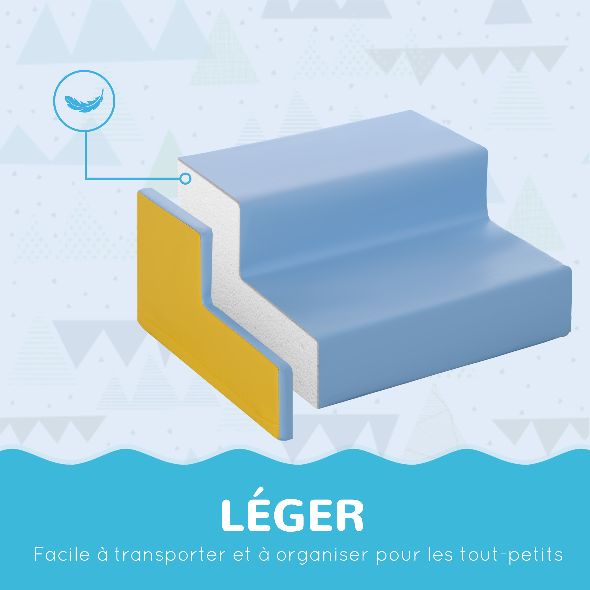 2 blocs de construction en mousse XXL - modules de motricité - gris jaune bleu