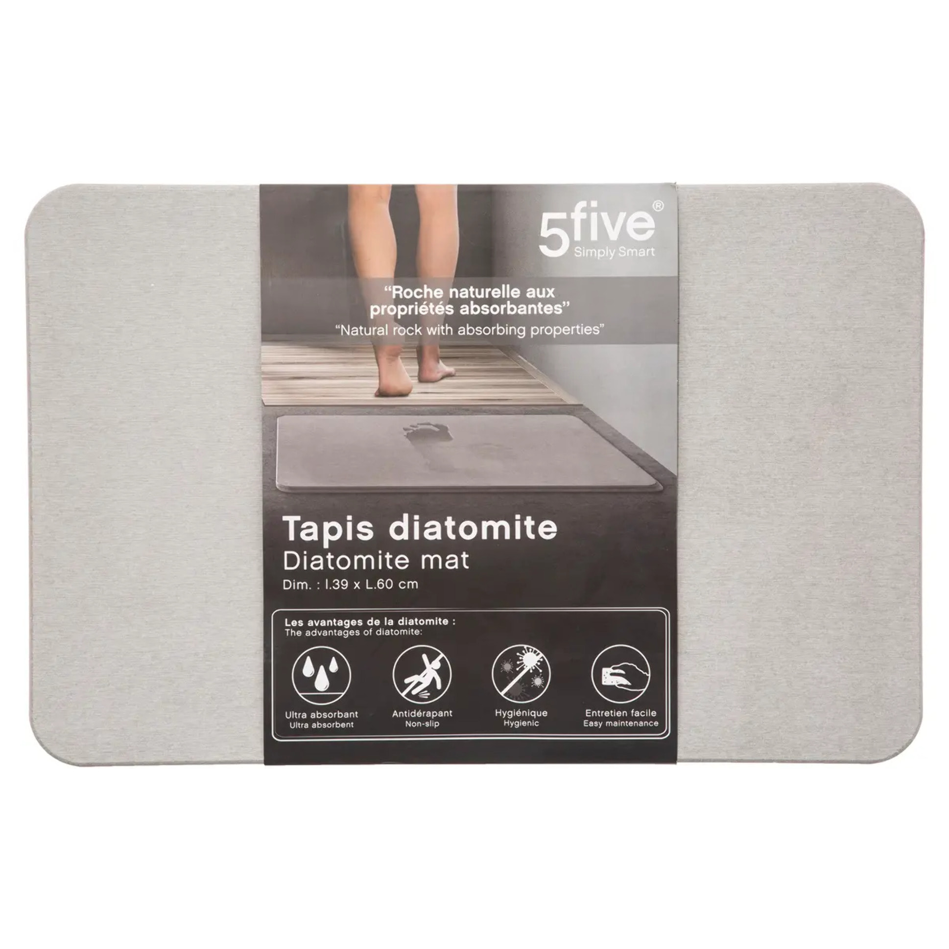 Tapis diatomite 39x60cm Gris