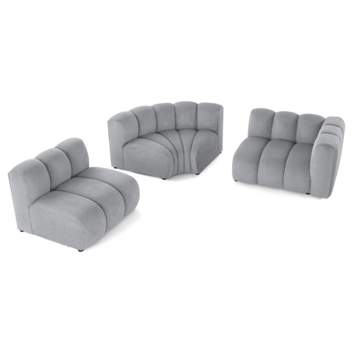 Debbie - canapé modulable d'angle gauche 4 places avec accoudoir en tissu texturé - Gris