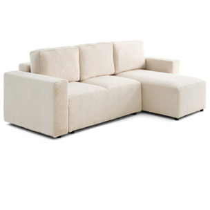 Livy - canapé d'angle réversible 4 places convertible avec coffre en fausse fourrure - Beige