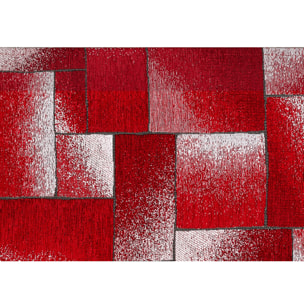 Tappeto Jacquard Ideale Salotto Camera Ingresso Made In Italy Antiscivolo, Lavabile, Morbido Disegno Tetrix Rosso By Suardi