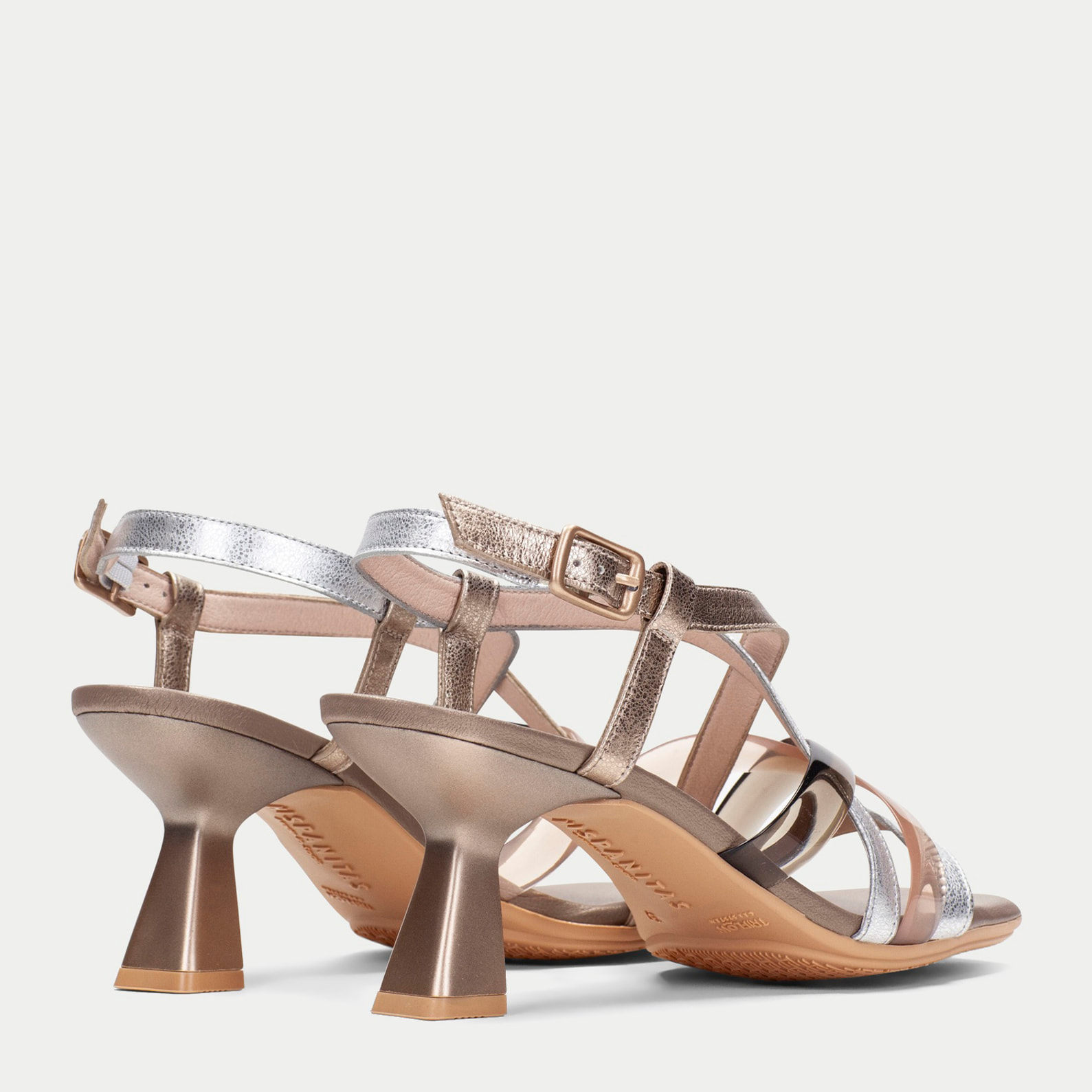 Sandalia Tacon Danielle Plata oro 6 cm