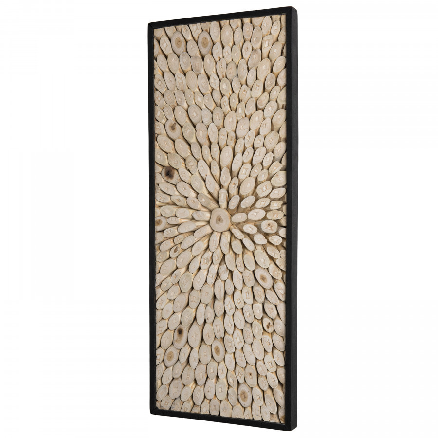 SUZY - Décoration murale rectangulaire 100x40cm branches bois Teck nature