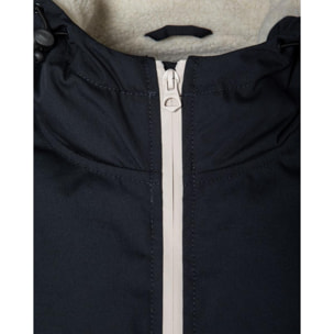 BLUSTER HOODED LONG JACKET WITH SHERPA LINING & CONTRASTED ZIPPER 65% POLYESTER 35% COTTON Blu