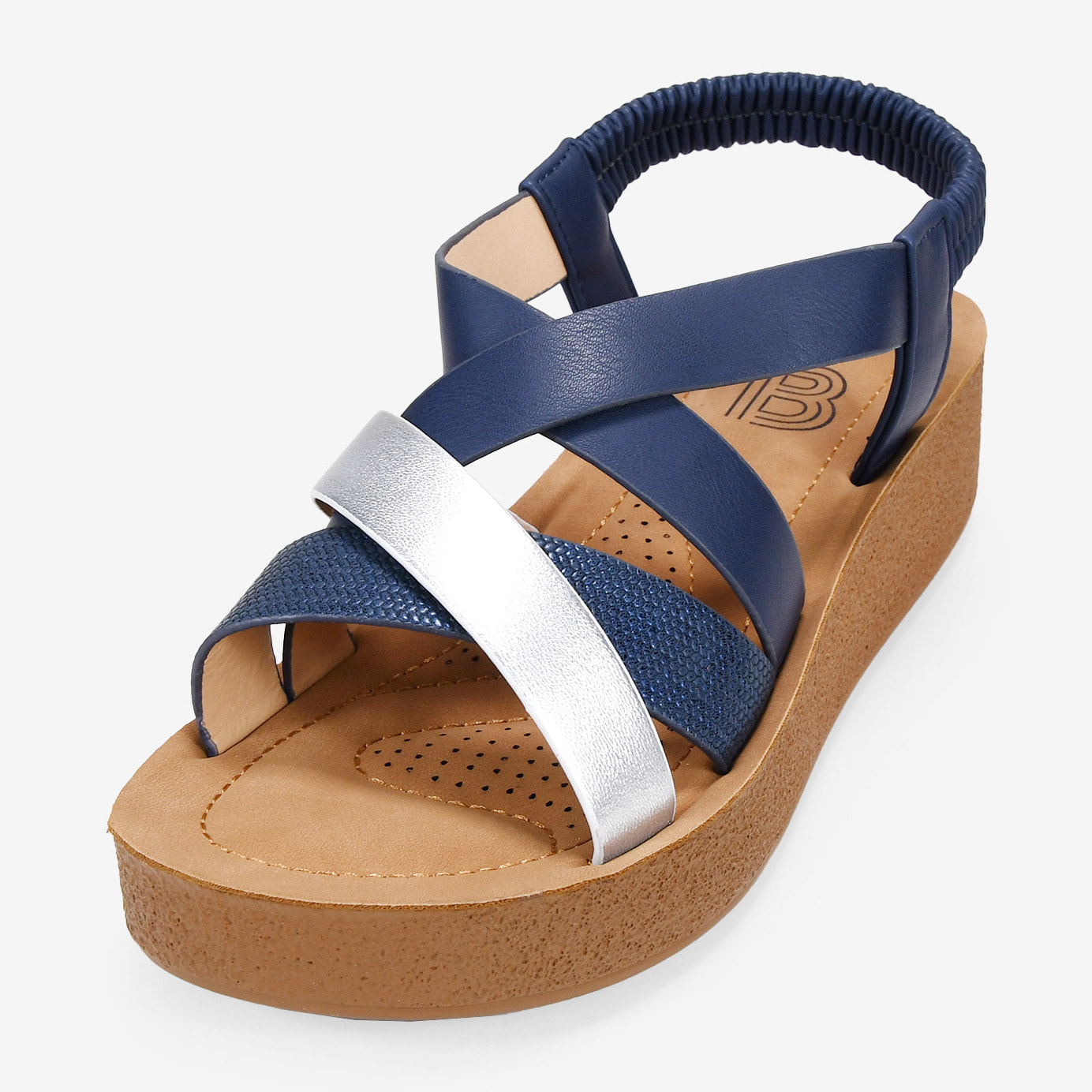 Sandalias de cuña azules con elástico