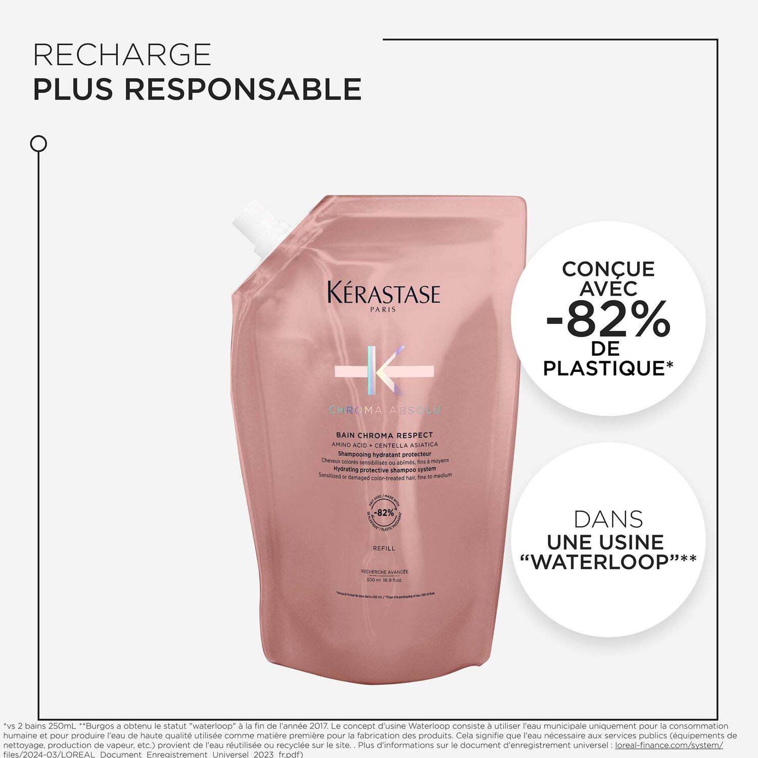 Chroma Absolu - Recharge Shampoing hydratant protecteur pour cheveux colorés sensibilisés ou abîmés, fins à moyens
