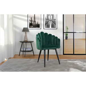 Sedia di design Jeane in velluto verde scuro