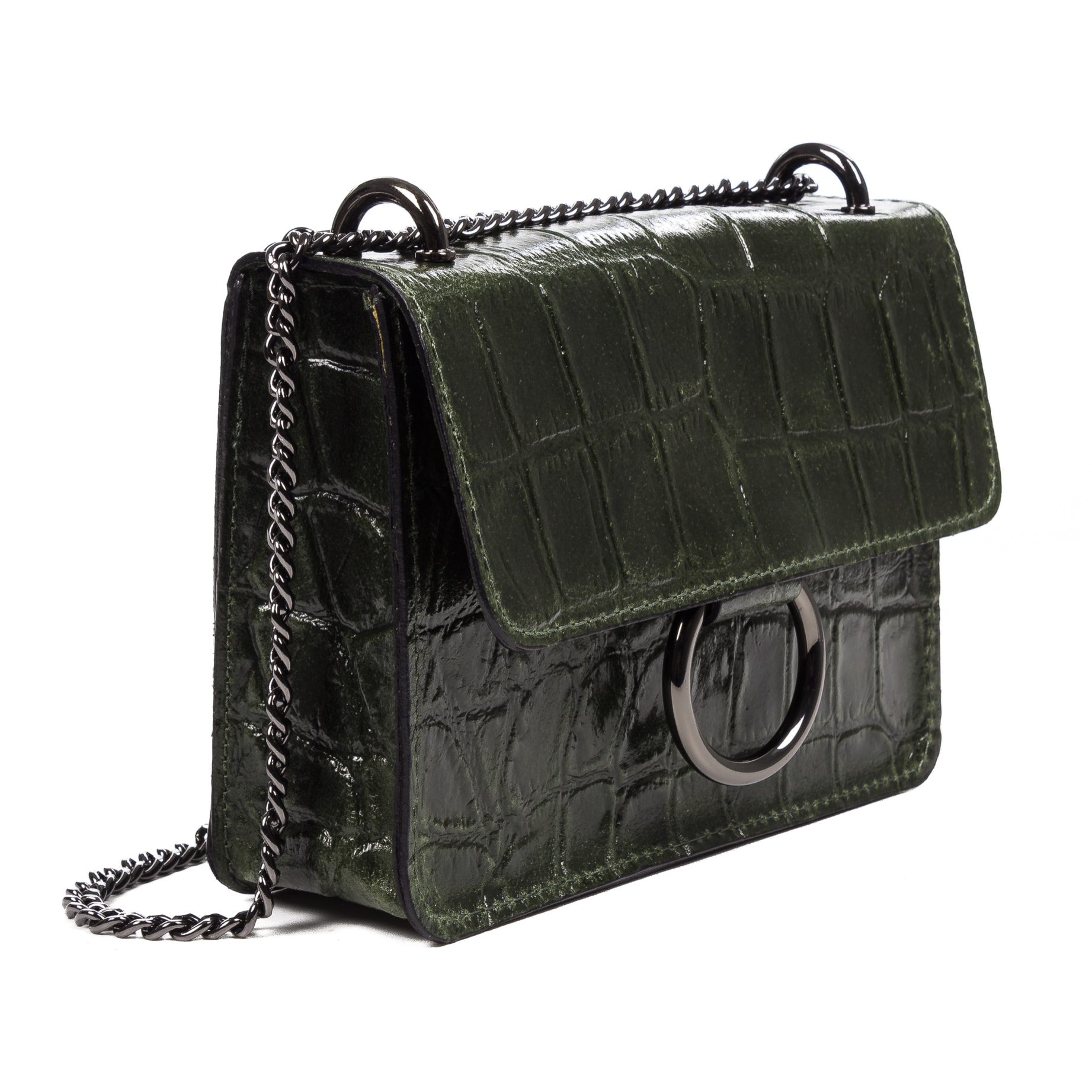 Fabrizia Borsa a tracolla Donna.Pelle autentica Camoscio Inciso Coccodrillo Grande Camoscio