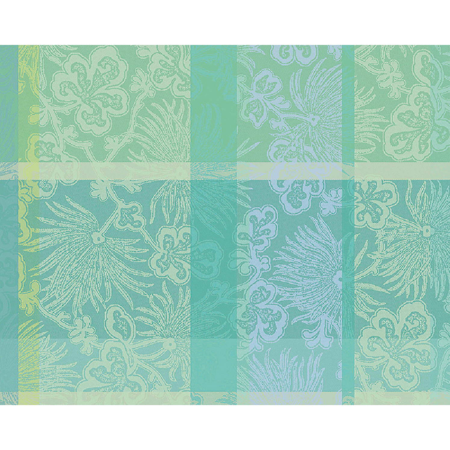 Set pur coton motif jacquard vert Mille venusta aqua