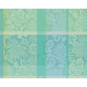 Set pur coton motif jacquard vert Mille venusta aqua