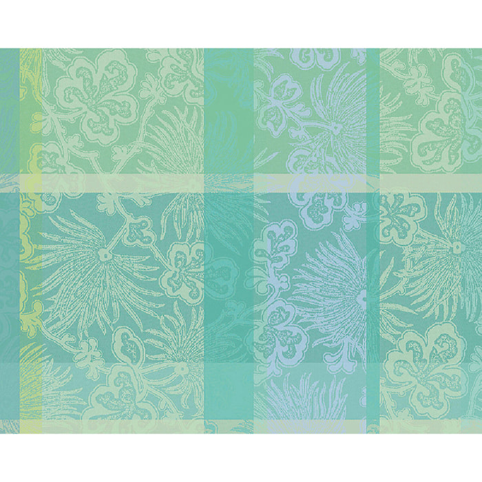 Set pur coton motif jacquard vert Mille venusta aqua