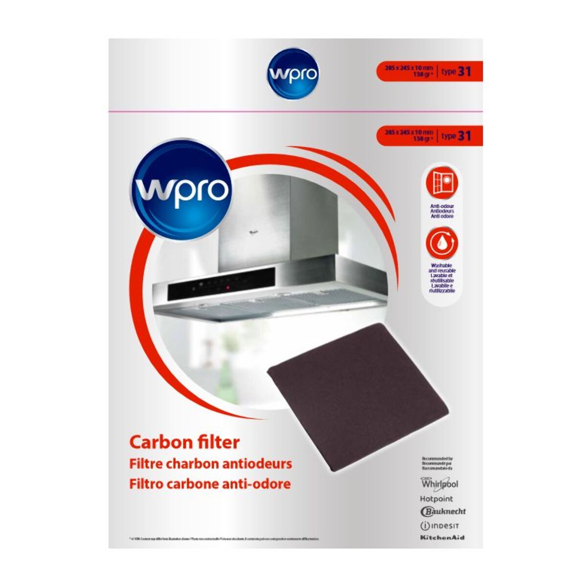 Filtre hotte WPRO FIL950/1