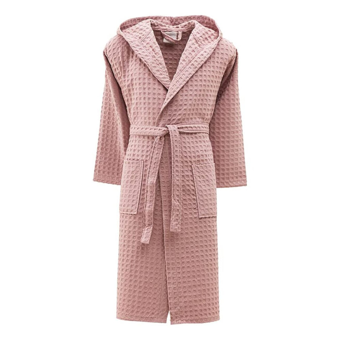 INTRECCI Accappatoio Tinta Unita Nido d’Ape 100% Cotone, Accappatoio Unisex Adulto con Cappuccio e Cinture