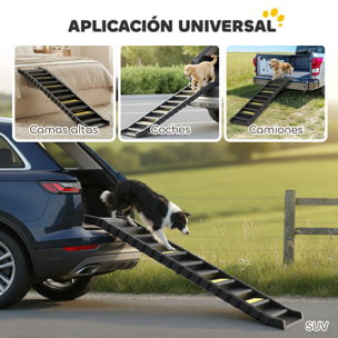 Rampa para Perros Plegable, 154 cm, Rampa para Perros para Coche y Cama Alta con 10 Escalones Antideslizantes, Ligera y Resistente, Carga 68 kg, para Sofá, Negro