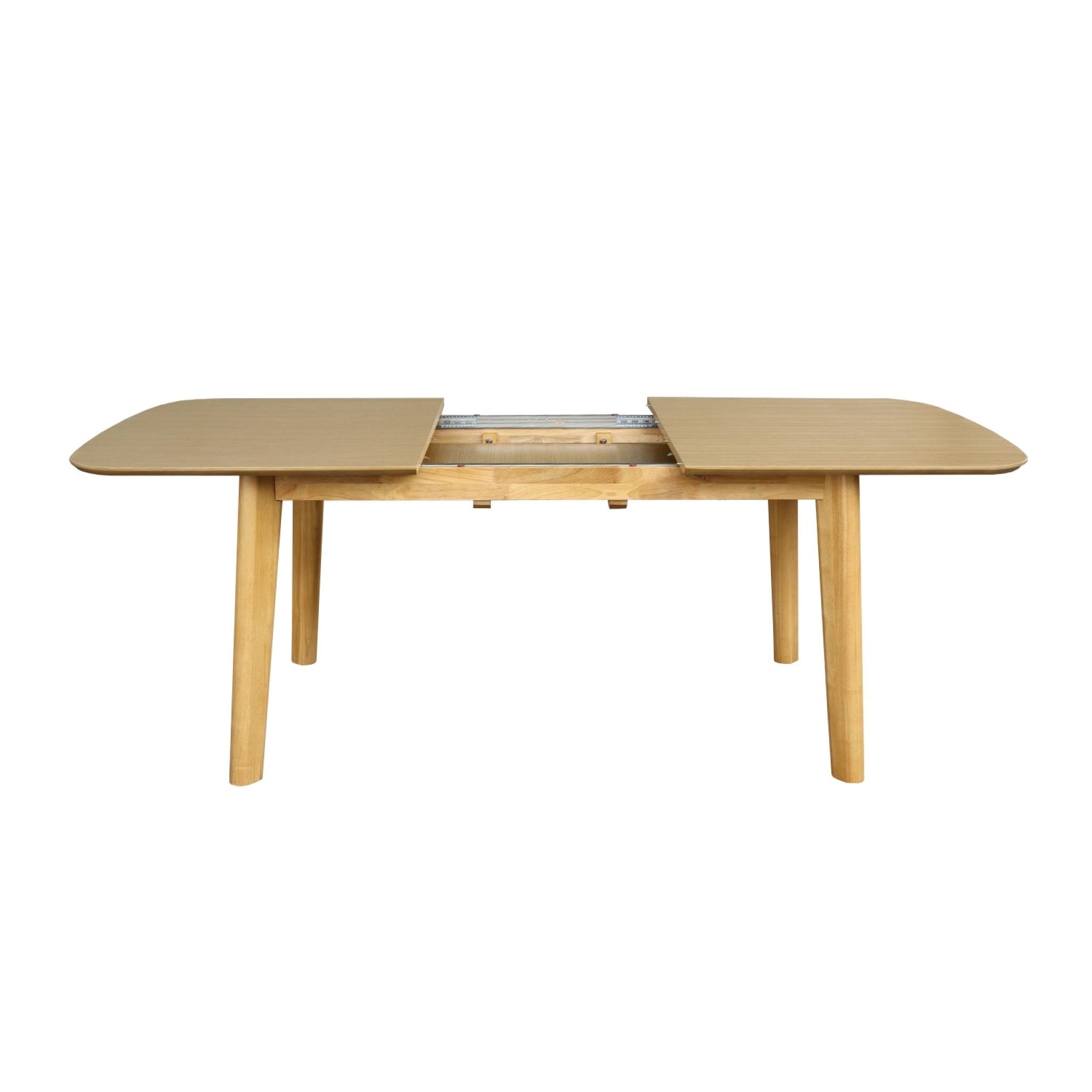 Table à manger extensible rectangulaire 160 - 210cm. placage chêne. teinte naturelle. L 160/210 x P 90 x H 76cm