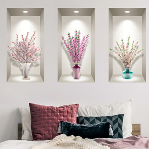 Stickers muraux 3D | Sticker Mural Autocollant effet 3D fleurs bouquets de cerisier - Stickers adhésifs 3D Chambre Salon Trompe l'oeil