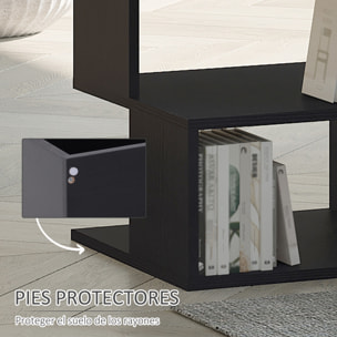 Mesa Auxiliar Cuadrada de 3 Niveles, Mesita Auxiliar Moderno con 3 Estantes Abiertos de Almacenaje, para Salón, Dormitorio, Librería, 40x40x43 cm Negro