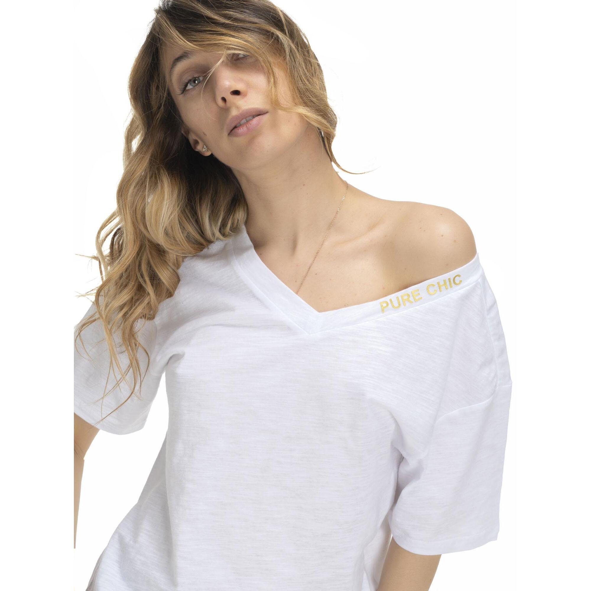 T-Shirt da donna scollo a V Earth Tones