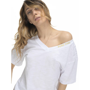 T-Shirt da donna scollo a V Earth Tones