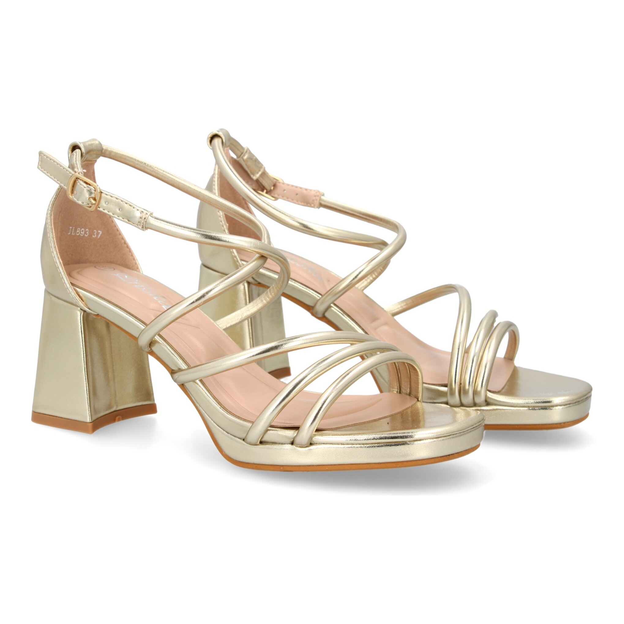 Sandalia de tacón con tiras finas para mujer