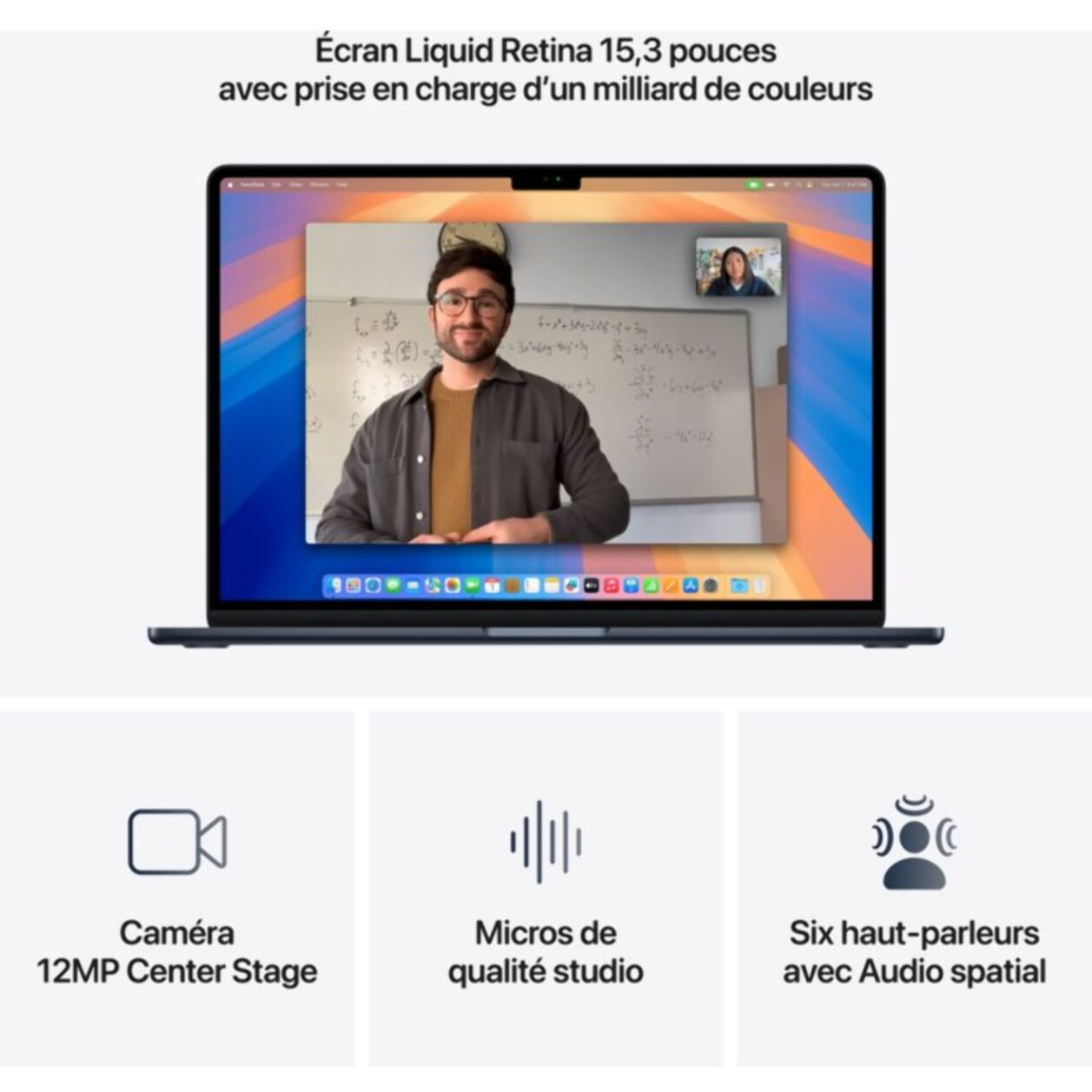 Ordinateur Apple MACBOOK Air 15" Puce M4 CPU 10 / GPU 10 cœurs Mémoire RAM 16Go Stockage 256Go SSD Retina Minuit